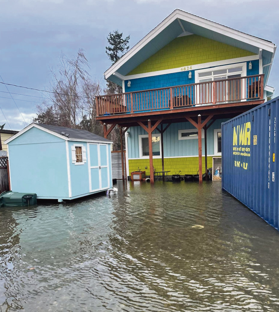 12foot king tide causes flooding over south Birch Bay Drive, shoreline